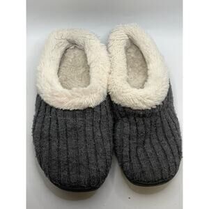 DEAR FOAMS Women's Charcoal Ribbed Faux Fur Slippers SZ 8